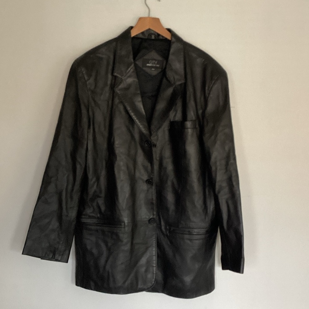 Vintage Leather Blazer Jacket in black sz 40